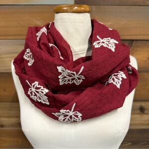 Canadian Maple leaf embroidered infinity circle scarf NEW